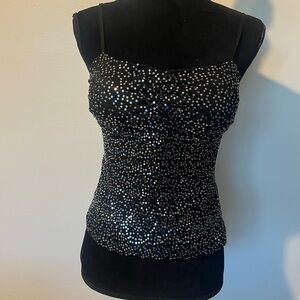 bebe Black Camisole with Silver Dots